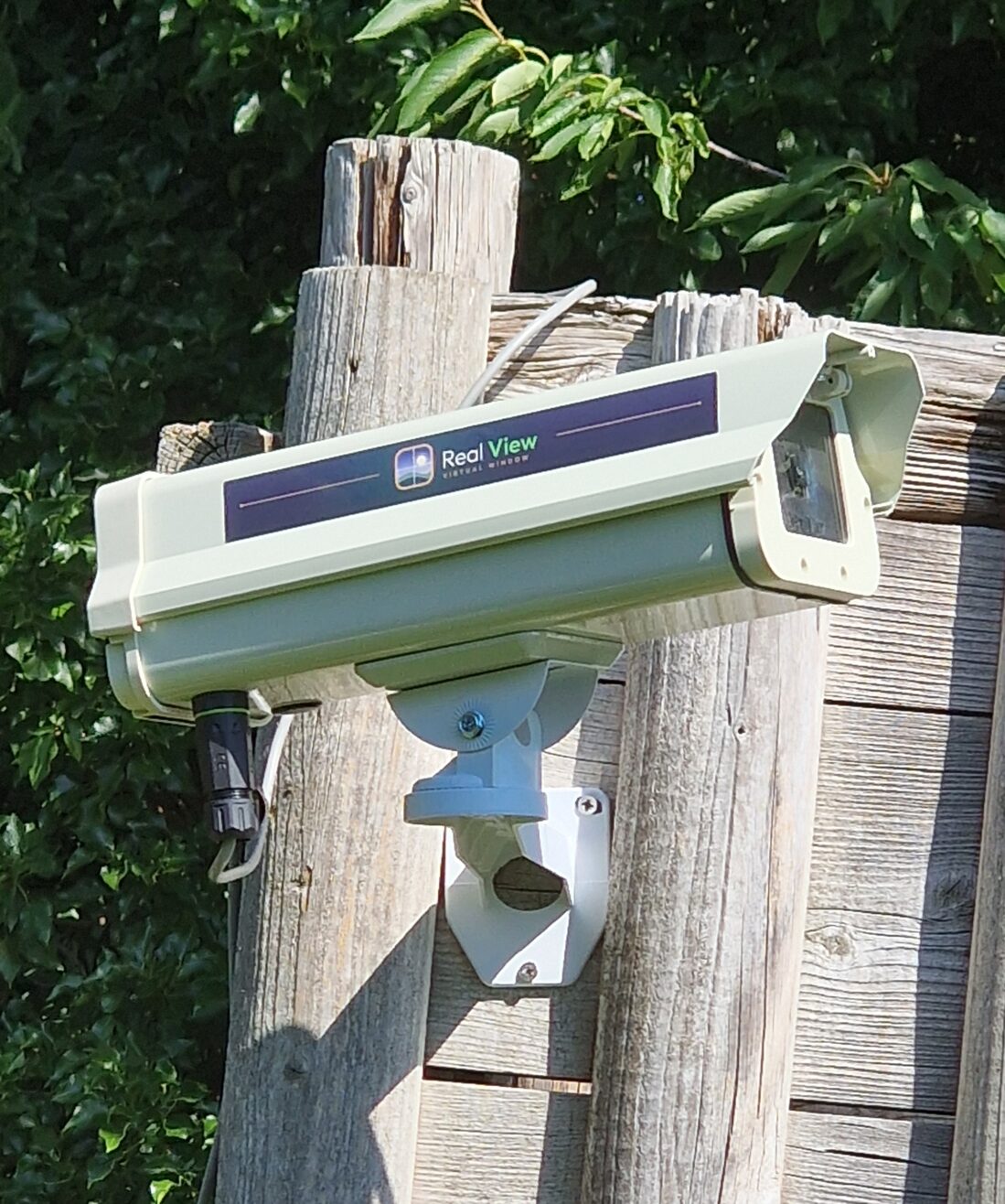 The Real View resort camera installed in its weatherproof outdoor enclosure